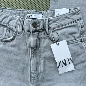 Zara Mom Fit Denim Jeans 2 gray NEW